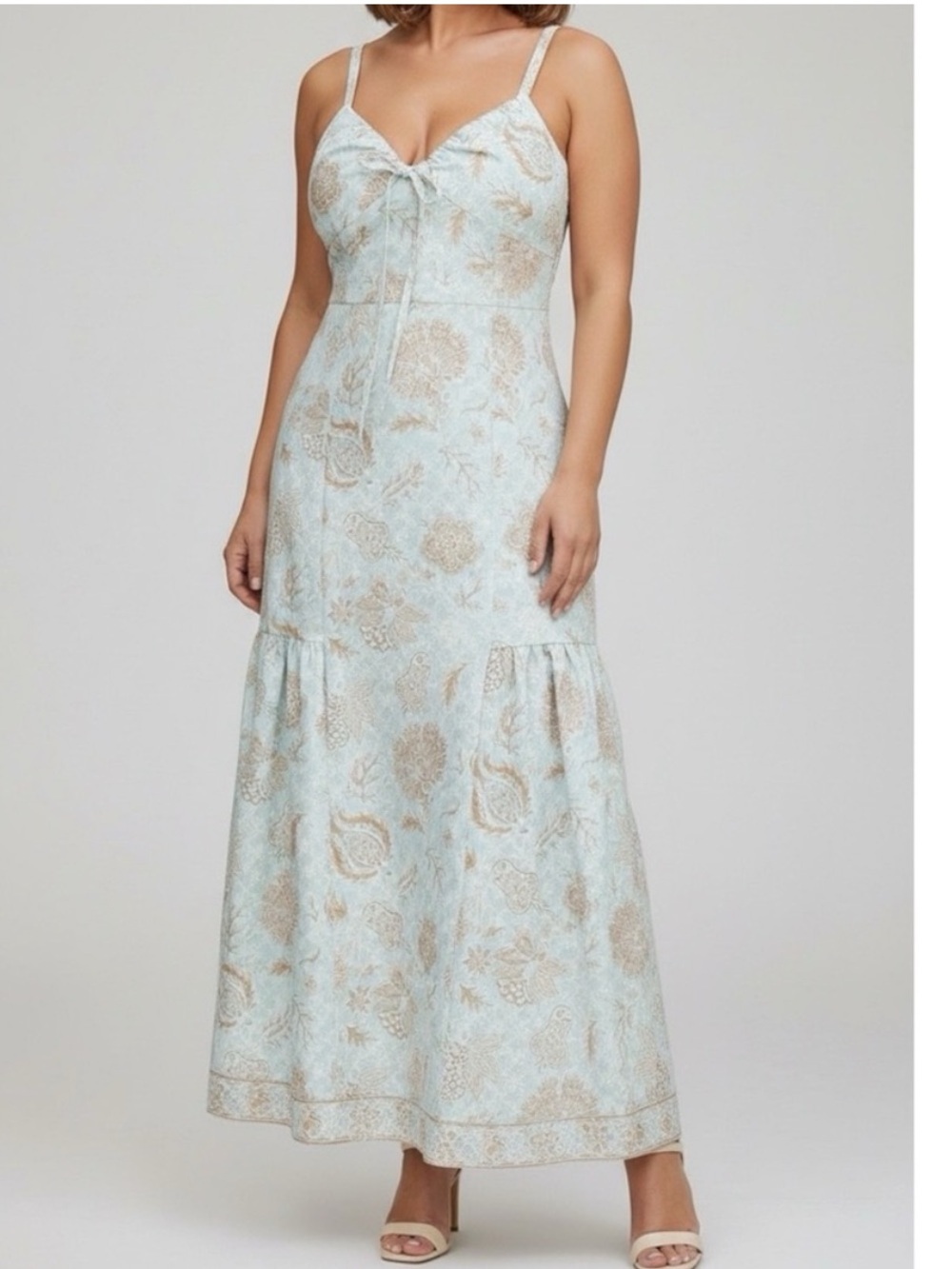 NWT Hill House The Lillie Dress Calico Trellis Aqua Blue Paisley Maxi Size M